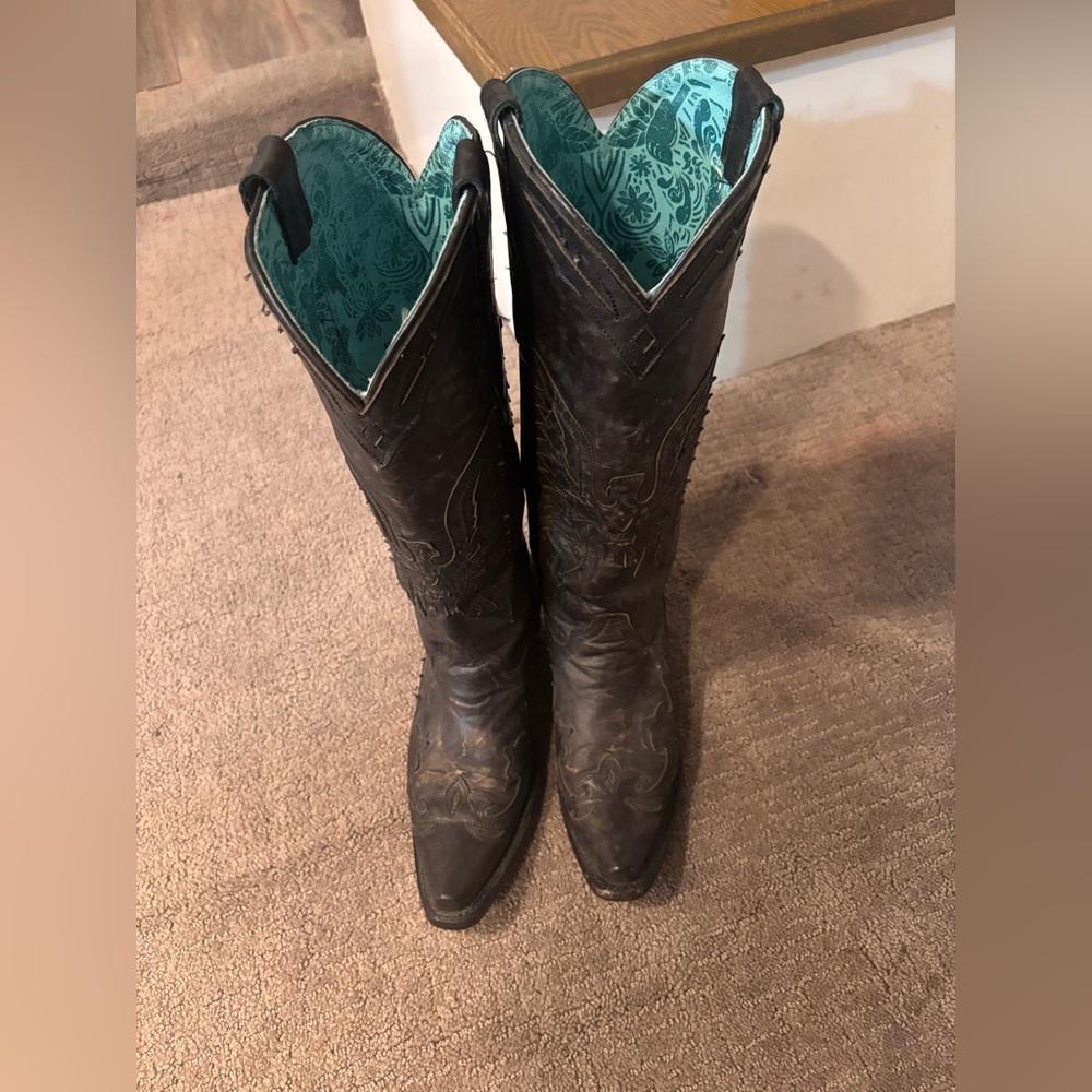 CORRAL BLACK DISTRESSED TALL BOOT